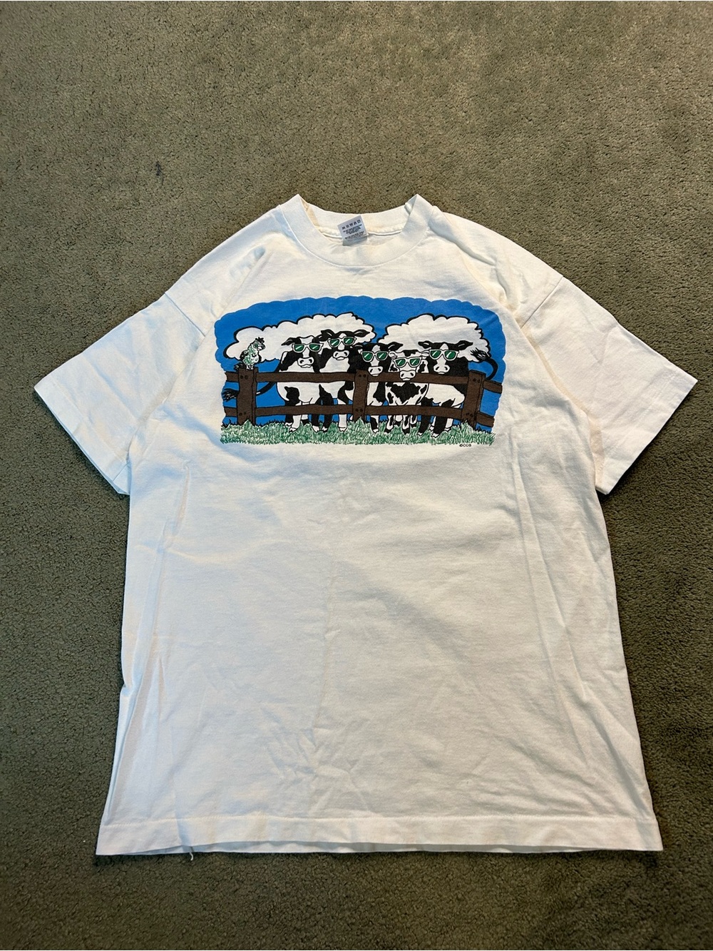 Vintage 90s Single Stitch Cow Animal Comedy T Shirt Large Humor Dairy Air